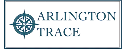 A logo with a compass rose and the words "Arlington Trace" in blue.